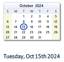 October 15, 2024 calendar