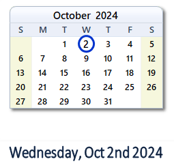 October 2, 2024 calendar