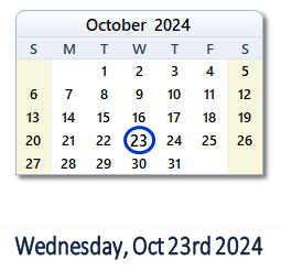 23 October 2024 calendar