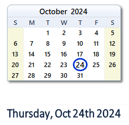 October 24, 2024 calendar