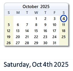 October 4, 2025 calendar