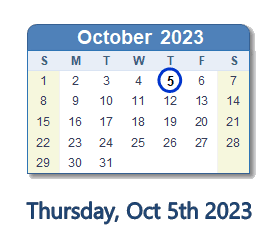 October 5, 2023 calendar