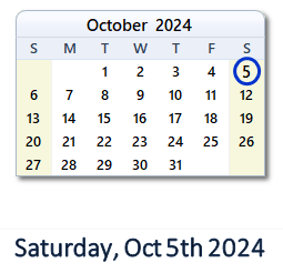 5 October 2024 calendar