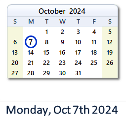 7 October 2024 calendar