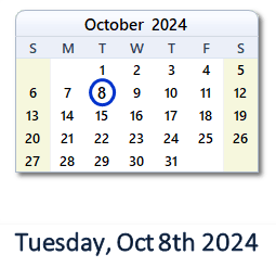 October 8, 2024 calendar