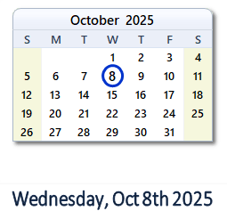 October 8, 2025 calendar