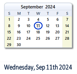 September 11, 2024 calendar