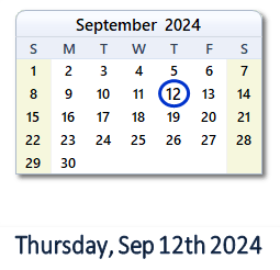 September 12, 2024 calendar