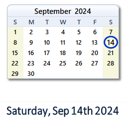 14 September 2024 calendar