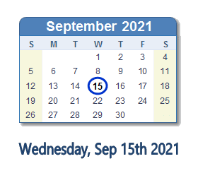 September 15, 2021 calendar