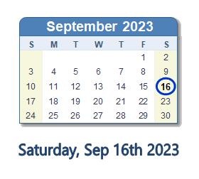 September 16, 2023 calendar