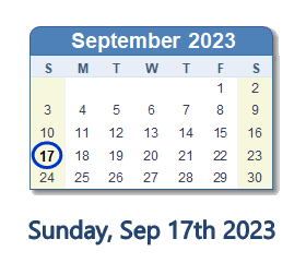 September 17, 2023 calendar
