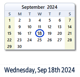 18 September 2024 calendar