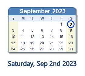 2 September 2023 calendar