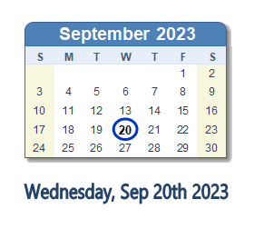 September 20, 2023 calendar