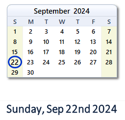22 September 2024 calendar