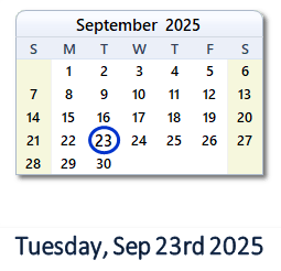 September 23, 2025 calendar