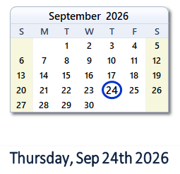 September 24, 2026 calendar