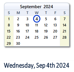 September 4, 2024 calendar