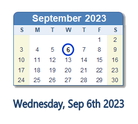 September 6, 2023 calendar