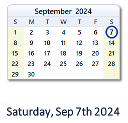 September 7, 2024 calendar