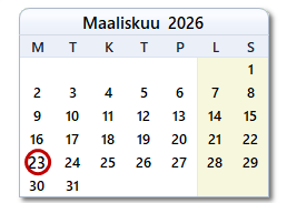 Tämän päivän päivämäärä