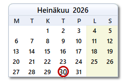 Tämän päivän päivämäärä