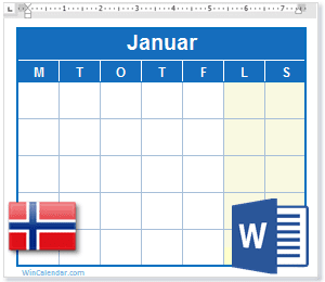 Kalender Word Norge