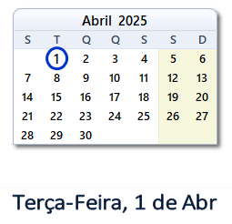 1 Abril 2025 calendario