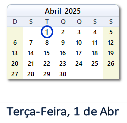 1 Abril 2025 calendario