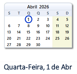 1 Abril 2026 calendario
