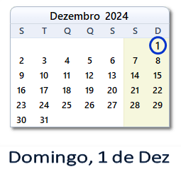 1 Dezembro 2024 calendario