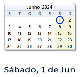 1 Junho 2024 calendario