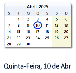 10 Abril 2025 calendario
