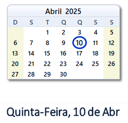 10 Abril 2025 calendario