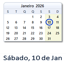 10 Janeiro 2026 calendario