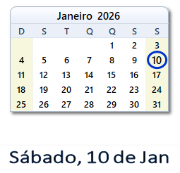 10 Janeiro 2026 calendario
