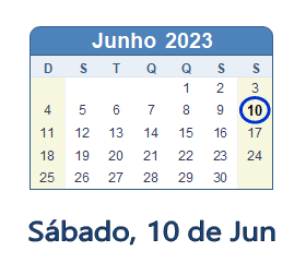 10 Junho 2023 calendario