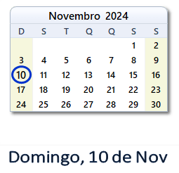 10 Novembro 2024 calendario