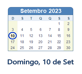 10 Setembro 2023 calendario