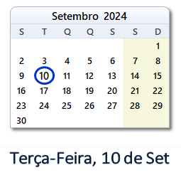 10 Setembro 2024 calendario