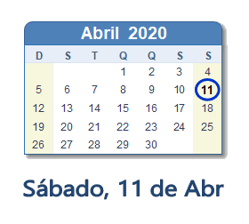 11 Abril 2020 calendario