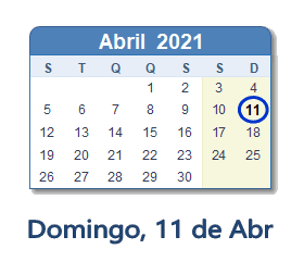 11 Abril 2021 calendario