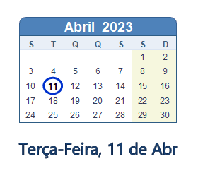 11 Abril 2023 calendario