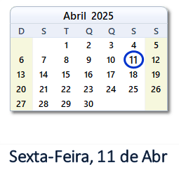 11 Abril 2025 calendario