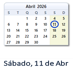 11 Abril 2026 calendario