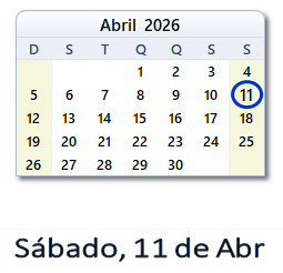 11 Abril 2026 calendario