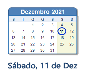11 Dezembro 2021 calendario