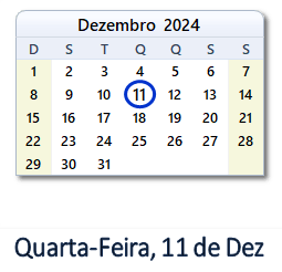 11 Dezembro 2024 calendario