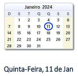 11 Janeiro 2024 calendario